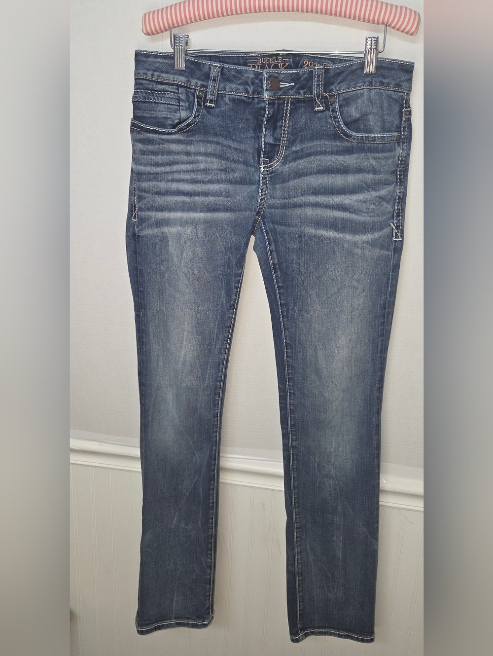 Buckle Black Jeans Womens 29x32 Blue Fit No 146 Straight Leg Thick Stitch 0007